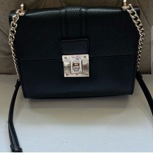 Black Bag with silver hardware and silver chain on handle